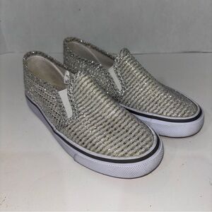 U.S. Sports Sparkled Glitter Slip On Sneakers Girls Size 1 Silver